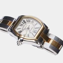 Pre Owned Cartier Silver 18K Yellow Gold Stainless Steel Roadster 2510 Unisex Wristwatch 38 mm