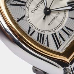 Pre Owned Cartier Silver 18K Yellow Gold Stainless Steel Roadster 2510 Unisex Wristwatch 38 mm