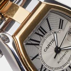 Pre Owned Cartier Silver 18K Yellow Gold Stainless Steel Roadster 2510 Unisex Wristwatch 38 mm