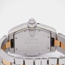 Pre Owned Cartier Silver 18K Yellow Gold Stainless Steel Roadster 2510 Unisex Wristwatch 38 mm