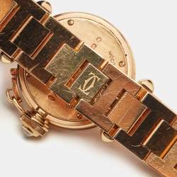 Pre Owned Cartier Silver 18k Rose Gold Diamond Miss Pasha WJ124013 Women's Wristwatch 27 mm