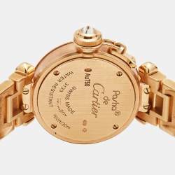 Pre Owned Cartier Silver 18k Rose Gold Diamond Miss Pasha WJ124013 Women's Wristwatch 27 mm