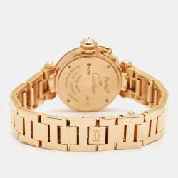 Pre Owned Cartier Silver 18k Rose Gold Diamond Miss Pasha WJ124013 Women's Wristwatch 27 mm