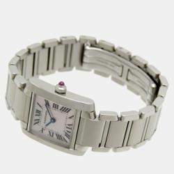 Pre Owned Cartier Silver Stainless Steel Tank Francaise W51028Q3 Women's Wristwatch 21 mm