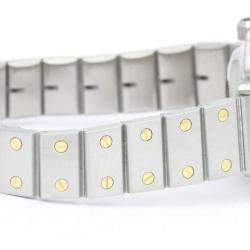 Pre Owned Cartier White 18K Yellow Gold And Stainless Steel Santos Octagon Women's Wristwatch 24 mm