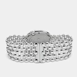 Pre Owned Cartier Mother Of Pearl 18k White Gold Diamonds Ballon Blanc De Cartier WE902072 Women's Wristwatch 30 mm