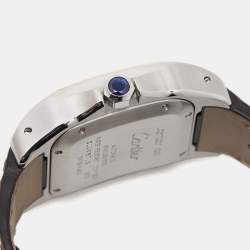 Pre Owned Cartier Silver 18k Rose Gold Stainless Steel Alligator Santos 100 W20107X7 Unisex Wristwatch 33 mm 