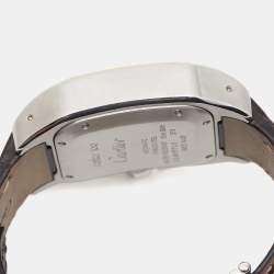 Pre Owned Cartier Silver 18k Rose Gold Stainless Steel Alligator Santos 100 W20107X7 Unisex Wristwatch 33 mm 