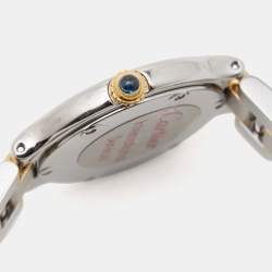 Pre Owned Cartier Silver 18k Yellow Gold Stainless Steel Must 21 1340 Women's Wristwatch 28 mm