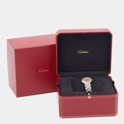 Pre Owned Cartier Silver 18k Yellow Gold Stainless Steel Must 21 1340 Women's Wristwatch 28 mm