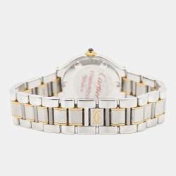 Pre Owned Cartier Silver 18k Yellow Gold Stainless Steel Must 21 1340 Women's Wristwatch 28 mm