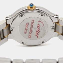 Pre Owned Cartier Silver 18k Yellow Gold Stainless Steel Must 21 1340 Women's Wristwatch 28 mm