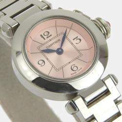 Pre Owned Cartier Pink Stainless Steel Miss Pasha Women's Wristwatch 29 mm