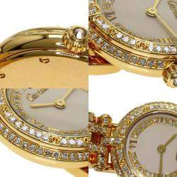 Pre Owned Cartier Ivory Diamonds 18k Yellow Gold Panthere Women's Wristwatch 24 mm
