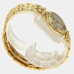 Pre Owned Cartier Ivory Diamonds 18k Yellow Gold Panthere Women's Wristwatch 24 mm
