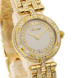 Pre Owned Cartier Ivory Diamonds 18k Yellow Gold Panthere Women's Wristwatch 24 mm
