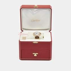 Pre Owned Cartier Silver Diamond 18K Rose Gold Ballon Bleu WJBB0005 Automatic Women's Wristwatch 36MM