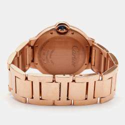 Pre Owned Cartier Silver Diamond 18K Rose Gold Ballon Bleu WJBB0005 Automatic Women's Wristwatch 36MM