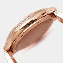 Pre Owned Cartier Silver Diamond 18K Rose Gold Ballon Bleu WJBB0005 Automatic Women's Wristwatch 36MM