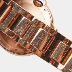 Pre Owned Cartier Silver Diamond 18K Rose Gold Ballon Bleu WJBB0005 Automatic Women's Wristwatch 36MM