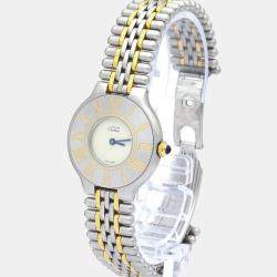 Pre Owned Cartier Silver Gold Tone Stainless Steel Must 21 de Cartier Women's Wristwatch 28 mm