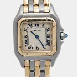 Pre Owned Cartier Silver 18k Yellow Gold And Stainless Steel Panthere Quartz Women's Wristwatch 22 mm