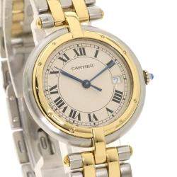 Pre Owned Cartier Silver 18K Yellow Gold And Stainless Steel Panthere Cougar Women's Wristwatch 29.5 mm