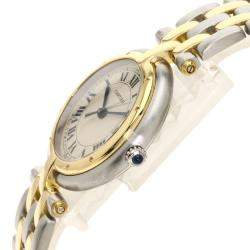Pre Owned Cartier Silver 18K Yellow Gold And Stainless Steel Panthere Cougar Women's Wristwatch 29.5 mm