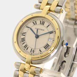 Pre Owned Cartier Silver 18K Yellow Gold And Stainless Steel Panthere Cougar Women's Wristwatch 29.5 mm