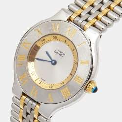 Pre Owned Cartier Silver Grey Stainless Steel Must De Cartier 21 Women's Wristwatch 31 mm