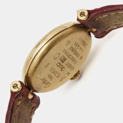 Pre Owned Cartier Gold Vermiel Must De Cartier 590004 Leather Women's Wristwatch 24 mm