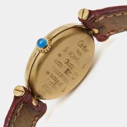 Pre Owned Cartier Gold Vermiel Must De Cartier 590004 Leather Women's Wristwatch 24 mm