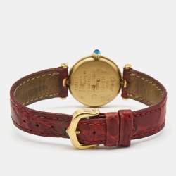 Pre Owned Cartier Gold Vermiel Must De Cartier 590004 Leather Women's Wristwatch 24 mm
