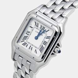 Pre Owned Cartier Silver Stainless Steel Panthere WSPN0007 Women's Wristwatch 26 mm