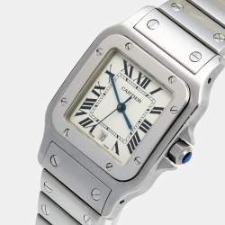 Pre Owned Cartier Silver Stainless Steel Santos Galbee W2006006 Women's Wristwatch 29 mm