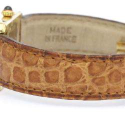 Pre Owned Cartier Silver Yellow Gold Plated Stainless Steel Vermeil Quartz Women's Wristwatch 23 mm