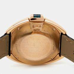 Pre Owned Cartier Silver Diamond 18K Rose Gold Alligator Leather Clé de Cartier WJCL0047 Women's Wristwatch 31 mm