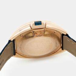 Pre Owned Cartier Silver Diamond 18K Rose Gold Alligator Leather Clé de Cartier WJCL0047 Women's Wristwatch 31 mm