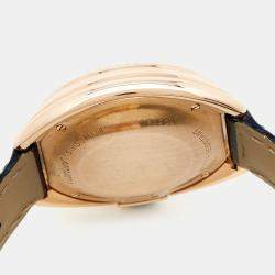 Pre Owned Cartier Silver Diamond 18K Rose Gold Alligator Leather Clé de Cartier WJCL0047 Women's Wristwatch 31 mm