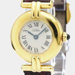 Pre Owned Cartier White Gold Tone Stainless Steel Must Colisee Women's Wristwatch 24 mm