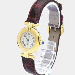 Pre Owned Cartier White Gold Tone Stainless Steel Must Colisee Women's Wristwatch 24 mm