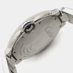 Pre Owned Cartier Silver Diamond Stainless Steel Ballon Bleu WE902075 Women's Wristwatch 36 mm