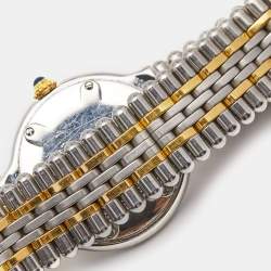 Pre Owned Cartier Cream 18k Yellow Gold Stainless Steel Must 21 Women's Wristwatch 28 mm 