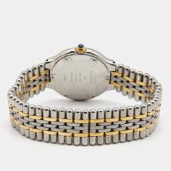 Pre Owned Cartier Cream 18k Yellow Gold Stainless Steel Must 21 Women's Wristwatch 28 mm 
