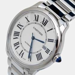 Pre Owned Cartier Silver Stainless Steel Ronde Must WSRN0035 Men's Wristwatch 40 mm 