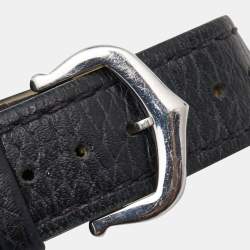 Pre Owned Cartier Silver Stainless Steel Leather Tank WSTA0042 Women's Wristwatch 22 mm 