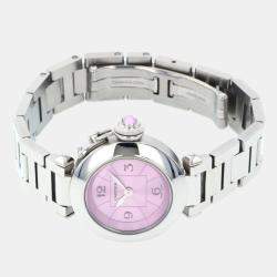 Pre Owned Cartier Pink Stainless Steel Miss Pasha W3140023 Quartz Women's Wristwatch 27 mm