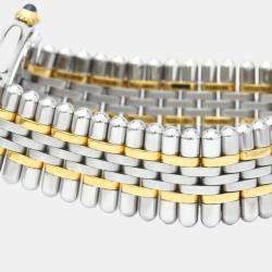 Pre Owned Cartier Silver Yellow Gold Plated And Stainless Steel Must 21 de Cartier Quartz Women's Wristwatch 28 mm