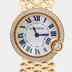 Pre Owned Cartier Mother of Pearl 18K Rose Gold Diamonds Ballon Blanc de Cartier 3722 Women's Wristwatch 30 mm