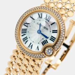 Pre Owned Cartier Mother of Pearl 18K Rose Gold Diamonds Ballon Blanc de Cartier 3722 Women's Wristwatch 30 mm